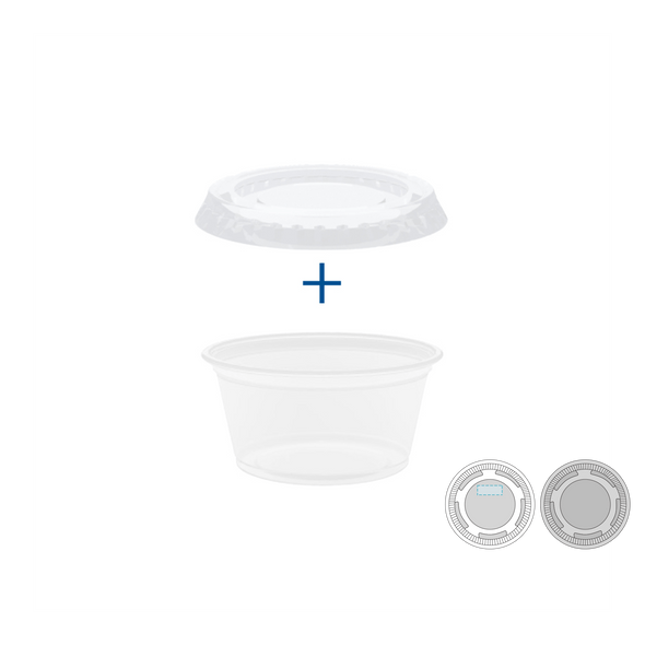 Kleine Becher mit Deckel PP Pack 50